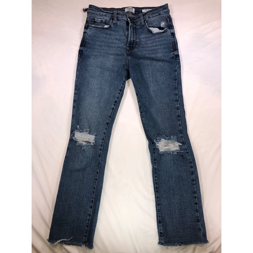 Kensie Jeans Vintage Luxe The Slim Distressed Raw Hem Medium Wash Denim Size 27